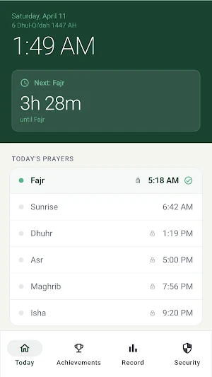 Hudhur - Salah lock Screenshot 3