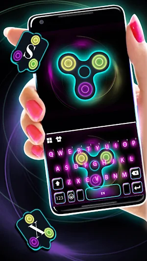 Neon Fidget Spinner Keyboard Background Screenshot 1