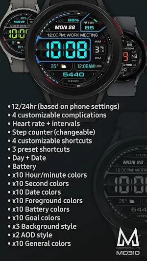 MD310 Digital watch face Screenshot 1