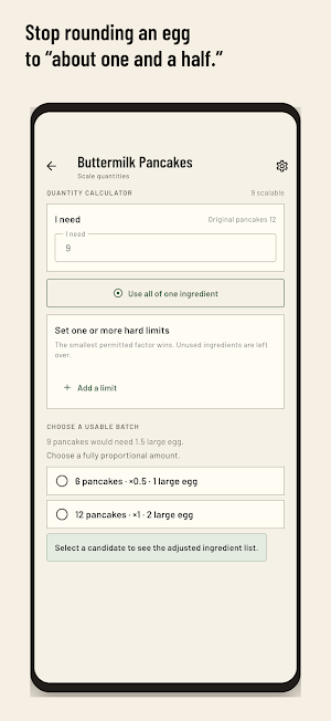 RecipeTailor: Exact Scaling Screenshot 2