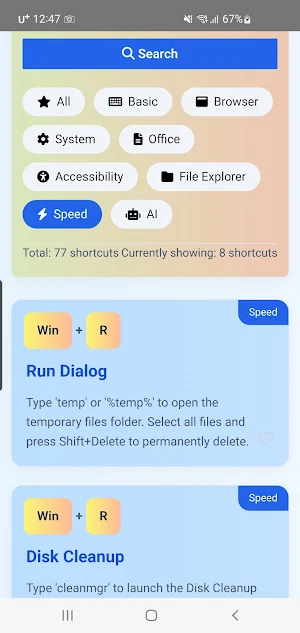 Windows Shortcuts Screenshot 1