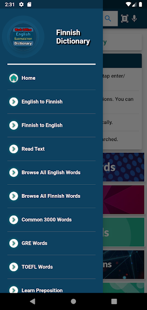 English : Finnish Dictionary Screenshot 2