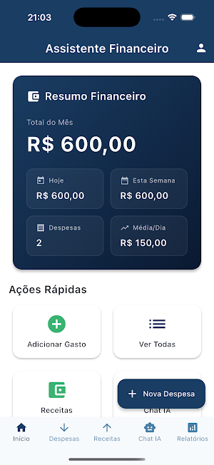 Assistente Financeiro IA Screenshot 0