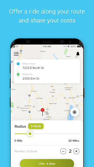 Tangoride - A smart realtime carpool app Screenshot 2