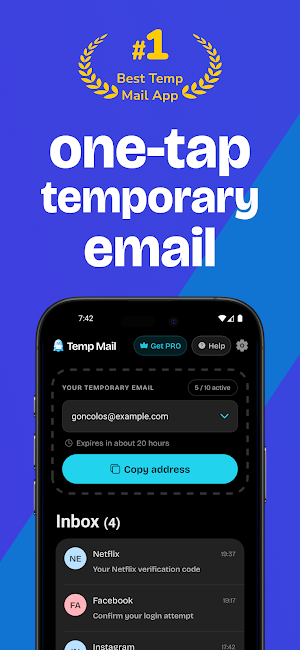 Temp Mail - Temporary Email Screenshot 0