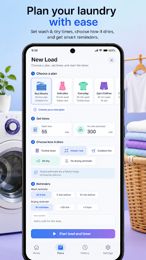 Laundry Timer & Drying Planner Screenshot 1