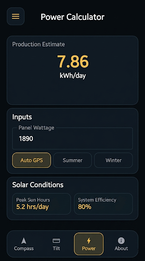 Solar Panel Compass: PV Calc Screenshot 2