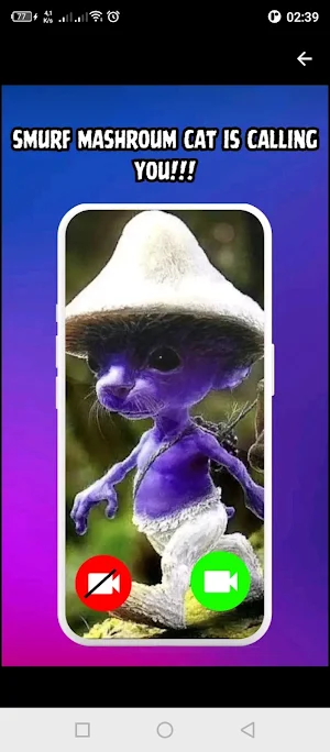 Smurf Cat Mushroom Fake Call Screenshot 3