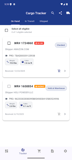 MyPASCargo Screenshot 1