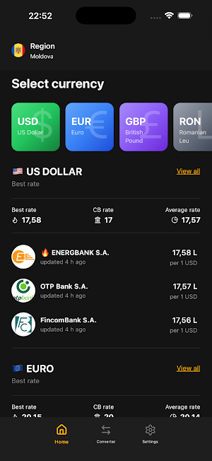 Exchange Rates Moldova Screenshot 2