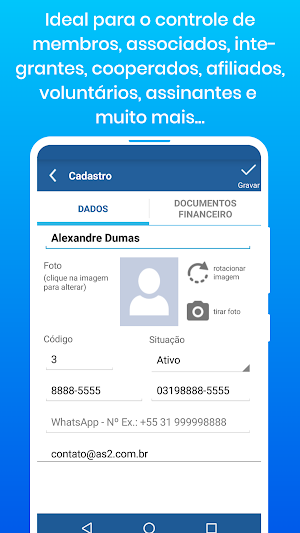 Cadastro de Membros, Integrantes e Sócios Screenshot 1