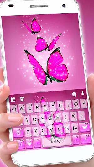 Pink Dreamy Butterflies Keyboard Theme Screenshot 0