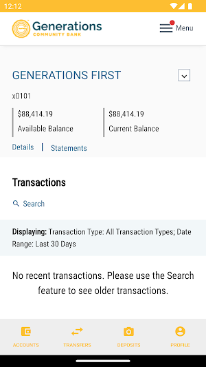 GenerationsCommunityBankMobile Screenshot 3