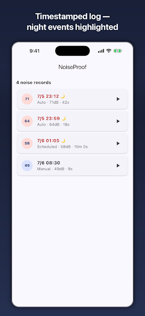 NoiseProof: dB Meter & Log Screenshot 1