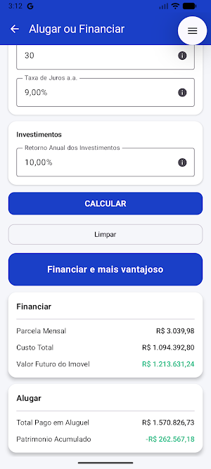 Calculadora Financeira Screenshot 2