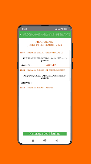PMU résultats programmes CI Screenshot 1