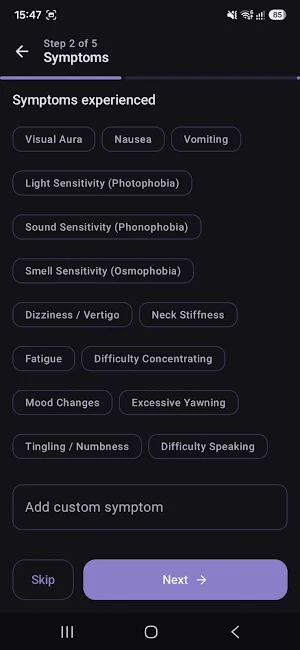 Migraine Tracker & Diary Screenshot 2