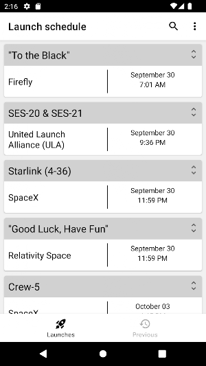 Launch Schedule Screenshot 0