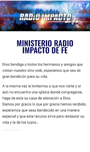 Ministerio Radio Impacto De Fe Screenshot 1