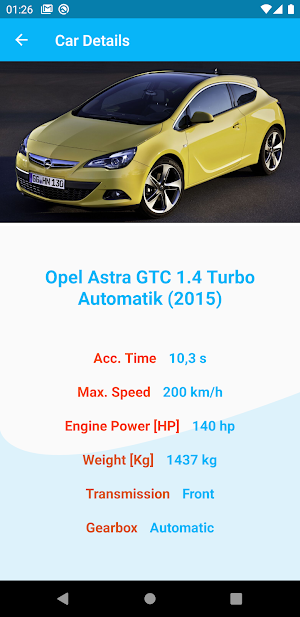 Acceleration time estimation Screenshot 2
