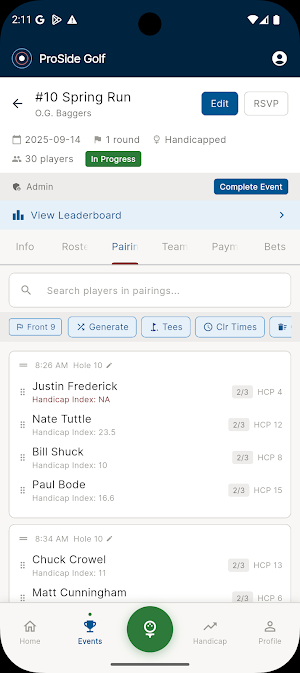ProSide Golf App Screenshot 1