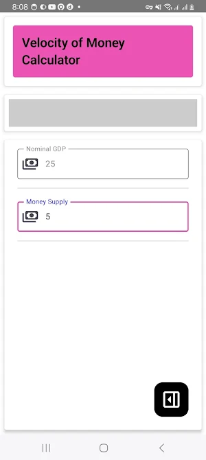 Velocity of Money Calculator Screenshot 2