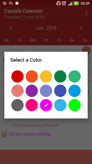 Canada Calendar Screenshot 3