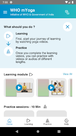 WHO mYoga App Screenshot 1