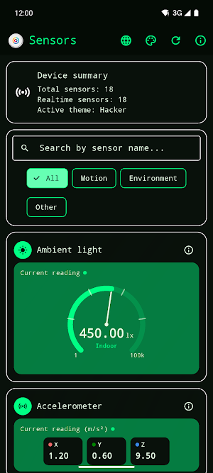 Device sensors Screenshot 0