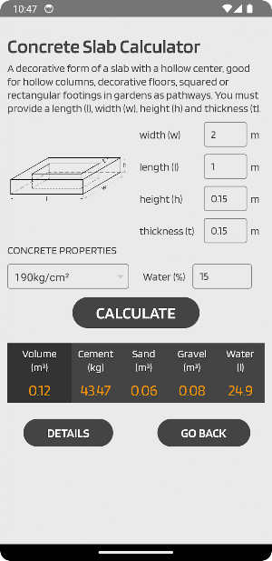 Concrete Calculator Screenshot 1