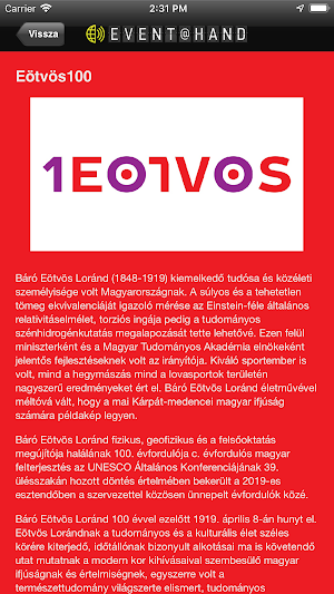 Eötvös100 EVENT@HAND Screenshot 2