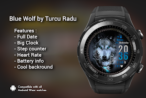 Blue Wolf Watch Face Wear Os Screenshot 0