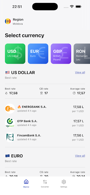 Exchange Rates Moldova Screenshot 1