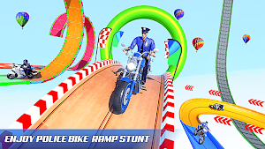 Police Bike Stunt Racing: Mega Ramp Stunts Games Screenshot 1