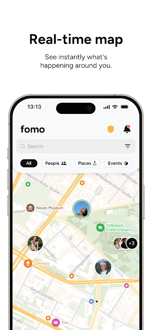 fomo: real-time social map Screenshot 2