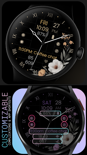 Elegant Floral Rose Watch Face Screenshot 3