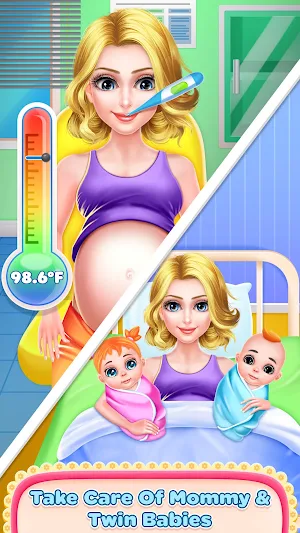 Pregnant Mommy And Twin Baby Care Screenshot 0