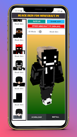 Black Skin for Minecraft PE Screenshot 1