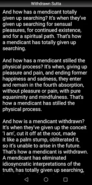 Withdrawn Sutta - Buddhism Screenshot 2