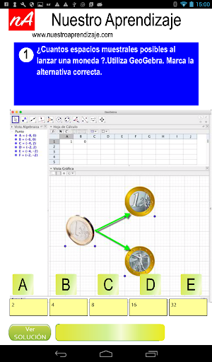 Describen espacio muestral lanzar monedas GeoGebra Screenshot 1
