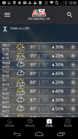 NBC12 First Alert Weather Screenshot 3