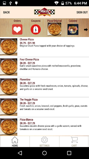 Mio’s Pizza Ordering App Screenshot 2