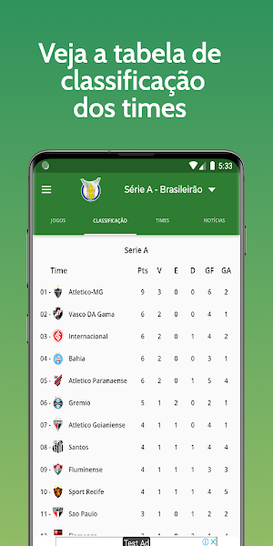 Brasileirão Série A - Tabela e resultados ao vivo Screenshot 2
