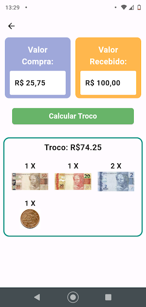 Calculadora de Troco Screenshot 3