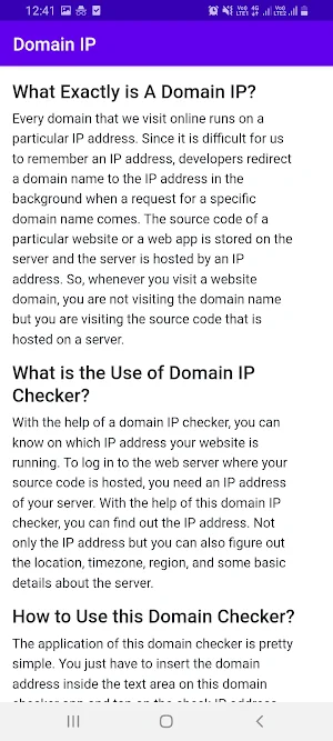 Check Domain IP Address Screenshot 1