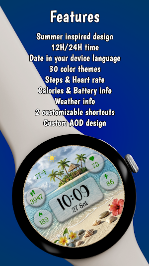 Tropical Summer WearOS face Screenshot 2