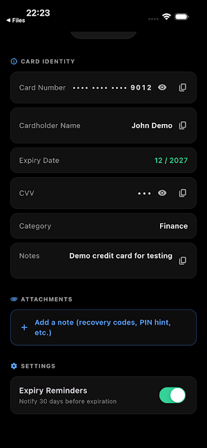 CardVault: Card Manager Screenshot 2