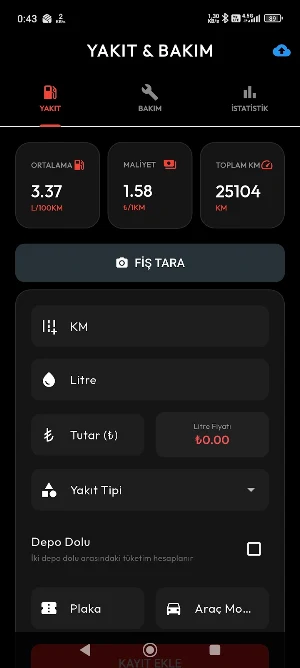 Yakıt ve Bakım Takip Screenshot 1