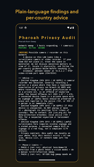 Pharoah Privacy Audit Screenshot 1