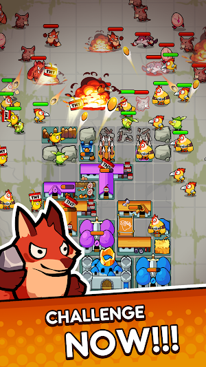 Chicken Defense: Puzzle RPG Screenshot 1